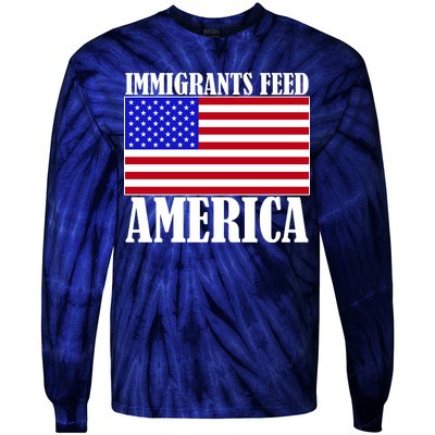 Immigrants Feed America US Flag Tie-Dye Long Sleeve Shirt