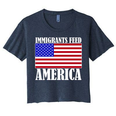 Immigrants Feed America US Flag Women's Crop Top Tee