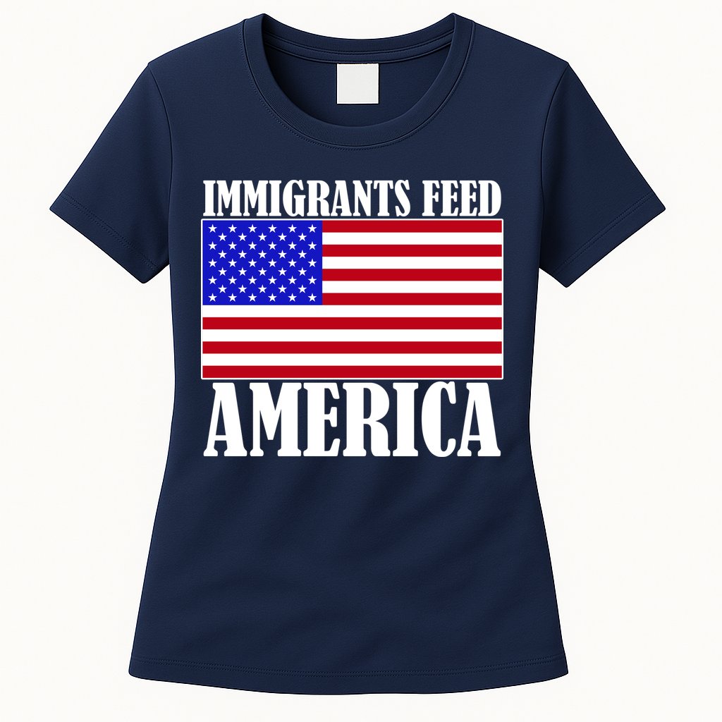 Immigrants Feed America US Flag Womens T-Shirt