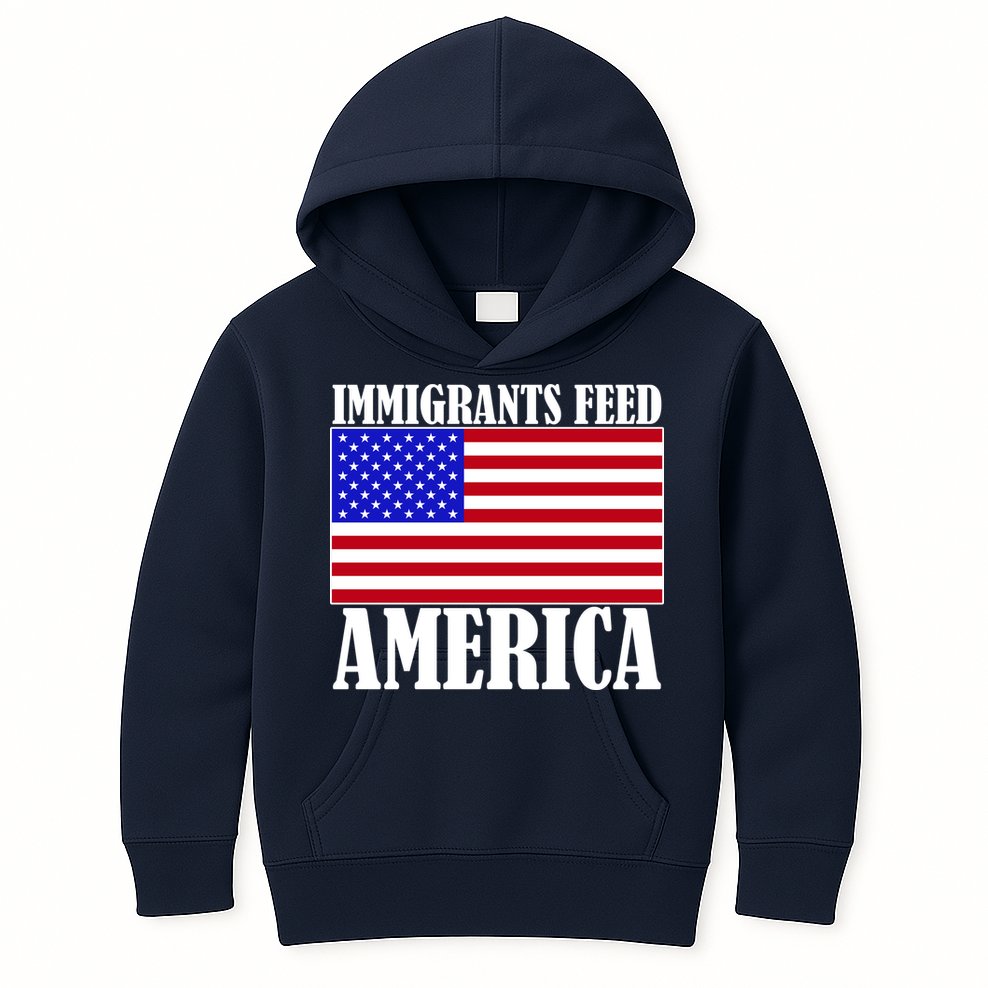 Immigrants Feed America US Flag Kids Hoodie