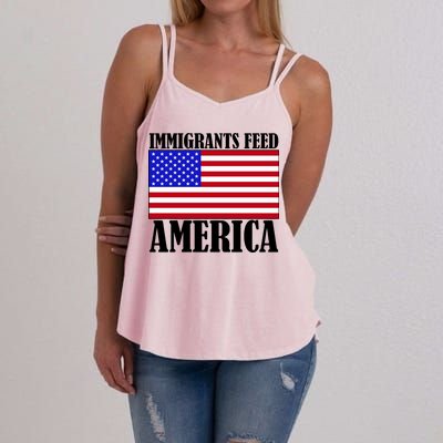 Immigrants Feed America US Flag Women's Strappy Tank