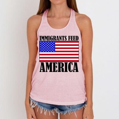 Immigrants Feed America US Flag Women's Knotted Racerback Tank