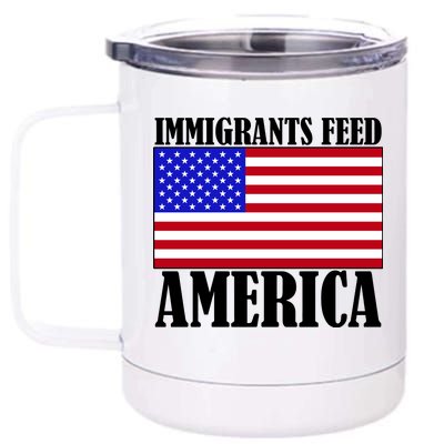 Immigrants Feed America US Flag 12 oz Stainless Steel Tumbler Cup