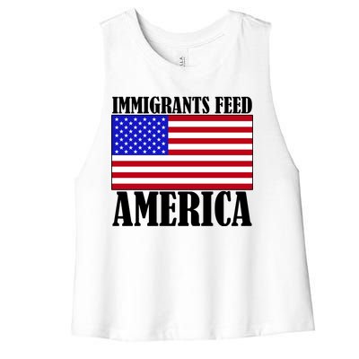 Immigrants Feed America US Flag Women's Racerback Cropped Tank