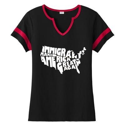 Immigrants Make America Great Again Ladies Halftime Notch Neck Tee