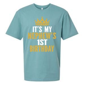 Its My Nephews 1st Birthday 1 Year Old Family Matching Gift Sueded Cloud Jersey T-Shirt