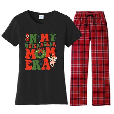 In My Nutcracker Mom Era Christmas Xmas Holiday Groovy Women's Flannel Pajama Set