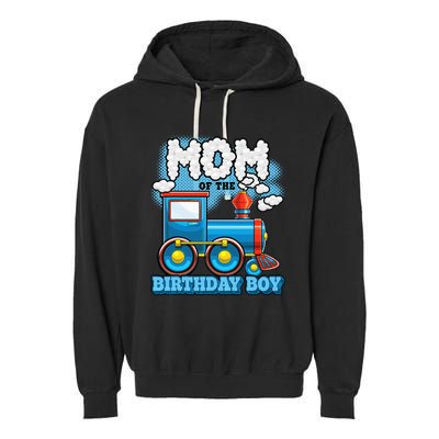 IM Mom Of The Birthday Boy Train Birthday Party Supply Garment-Dyed Fleece Hoodie