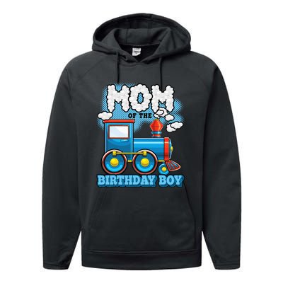 IM Mom Of The Birthday Boy Train Birthday Party Supply Performance Fleece Hoodie