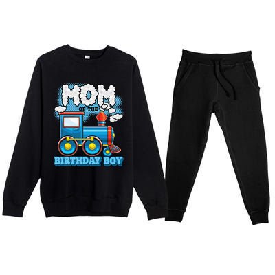 IM Mom Of The Birthday Boy Train Birthday Party Supply Premium Crewneck Sweatsuit Set