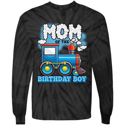 IM Mom Of The Birthday Boy Train Birthday Party Supply Tie-Dye Long Sleeve Shirt