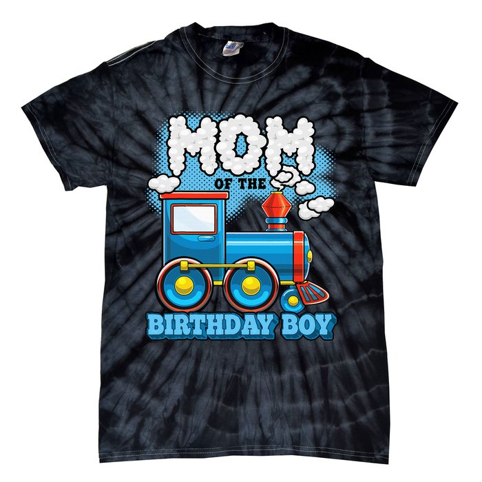 IM Mom Of The Birthday Boy Train Birthday Party Supply Tie-Dye T-Shirt