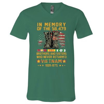 In Memory Of The 58479 Brothers And Sisters Vietnam V-Neck T-Shirt