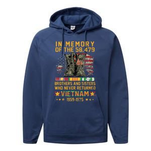 In Memory Of The 58479 Brothers And Sisters Vietnam Performance Fleece Hoodie