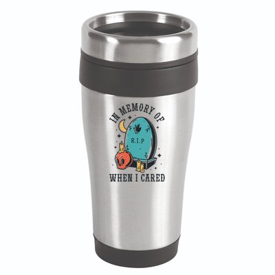 In Memory Of When I Cared Funny RIP 16oz Travel Tumbler