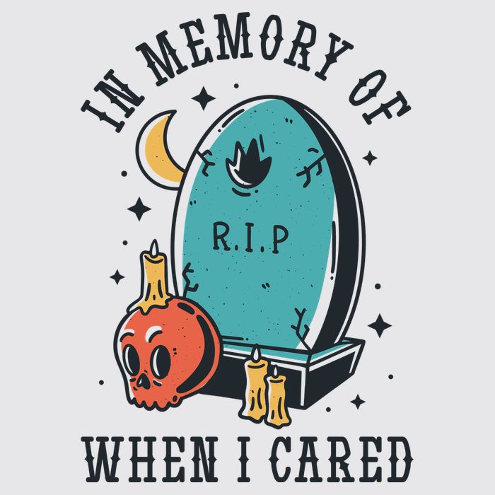 In Memory Of When I Cared Funny RIP Womens Funnel Neck Pullover Hood