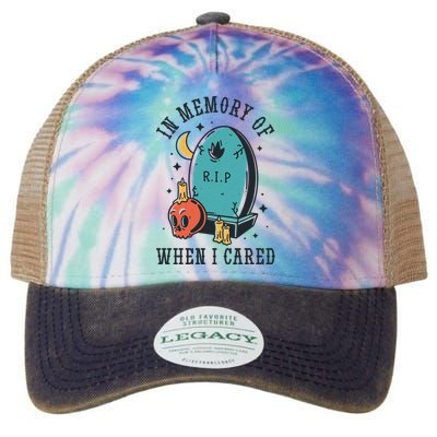 In Memory Of When I Cared Funny RIP Legacy Tie Dye Trucker Hat