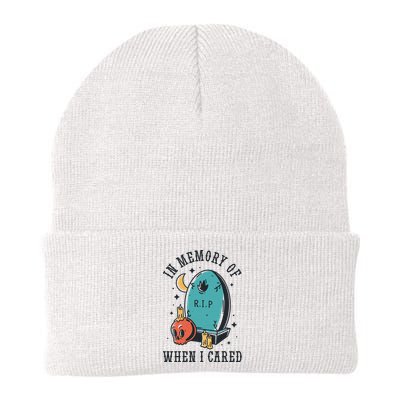 In Memory Of When I Cared Funny RIP Knit Cap Winter Beanie