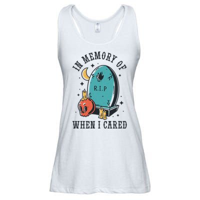 In Memory Of When I Cared Funny RIP Ladies Essential Flowy Tank