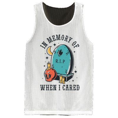 In Memory Of When I Cared Funny RIP Mesh Reversible Basketball Jersey Tank