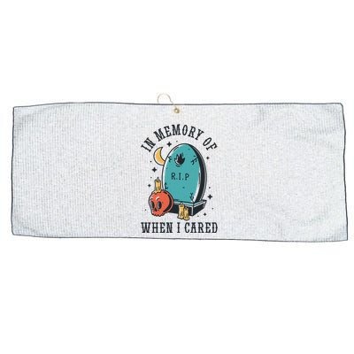 In Memory Of When I Cared Funny RIP Large Microfiber Waffle Golf Towel