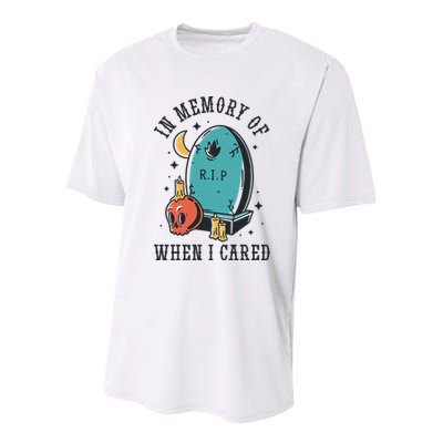 In Memory Of When I Cared Funny RIP Youth Performance Sprint T-Shirt