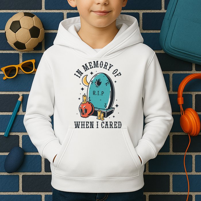 In Memory Of When I Cared Funny RIP Kids Hoodie