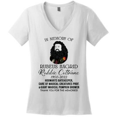 In Memory Of Robbie Coltrane Hagrid Thank You For The Memories Women's V-Neck T-Shirt