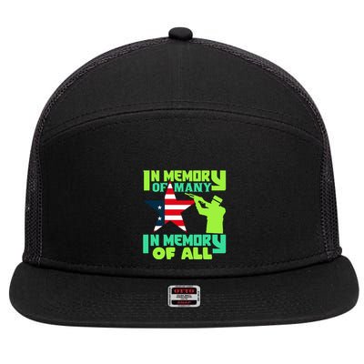 In Memory Of Many In Memory Of All Memorial Day Gift American Flag 7 Panel Mesh Trucker Snapback Hat