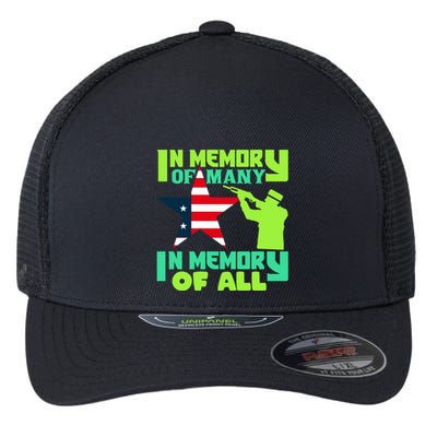 In Memory Of Many In Memory Of All Memorial Day Gift American Flag Flexfit Unipanel Trucker Cap
