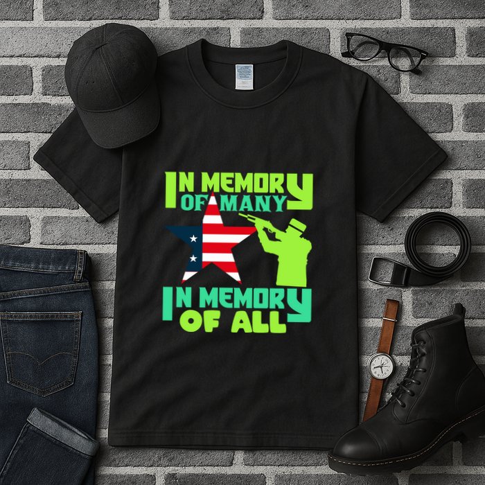 In Memory Of Many In Memory Of All Memorial Day Gift American Flag Tall T-Shirt