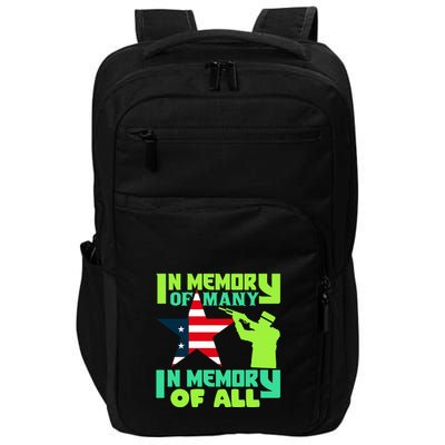 In Memory Of Many In Memory Of All Memorial Day Gift American Flag Impact Tech Backpack