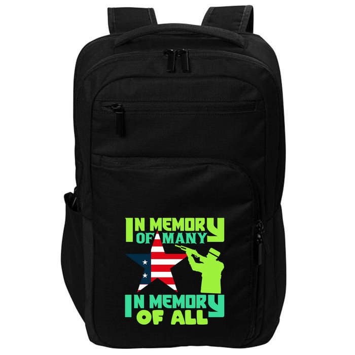 In Memory Of Many In Memory Of All Memorial Day Gift American Flag Impact Tech Backpack