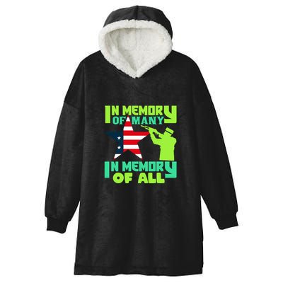 In Memory Of Many In Memory Of All Memorial Day Gift American Flag Hooded Wearable Blanket