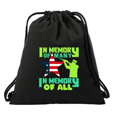 In Memory Of Many In Memory Of All Memorial Day Gift American Flag Drawstring Bag