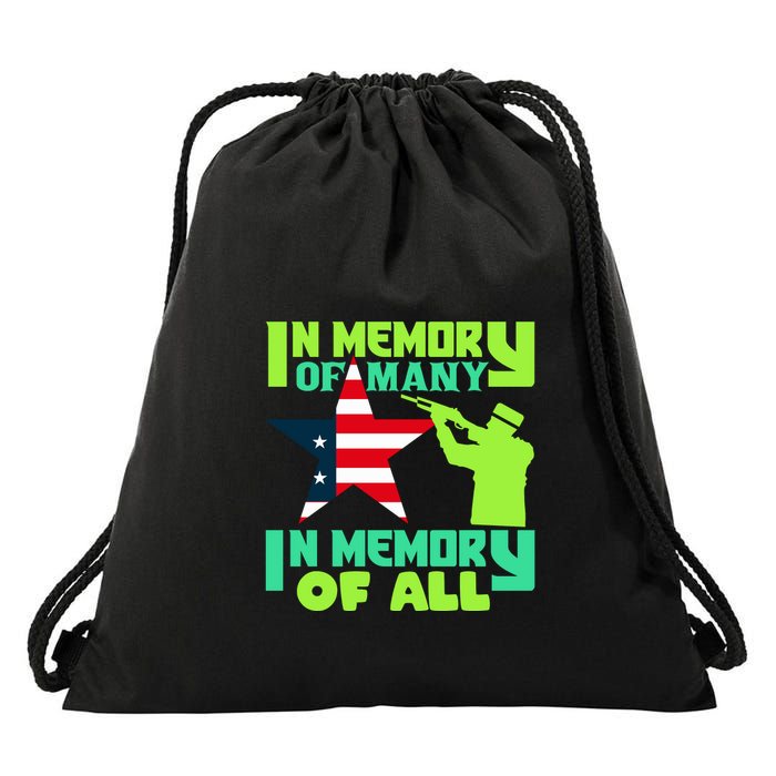 In Memory Of Many In Memory Of All Memorial Day Gift American Flag Drawstring Bag