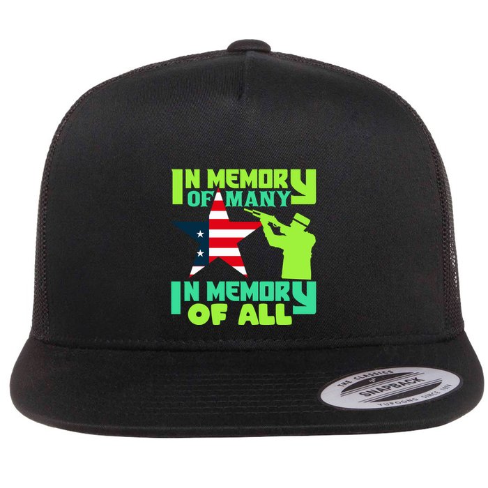 In Memory Of Many In Memory Of All Memorial Day Gift American Flag Flatbill Hat