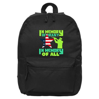 In Memory Of Many In Memory Of All Memorial Day Gift American Flag 16 in Basic Backpack