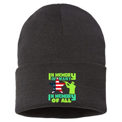 In Memory Of Many In Memory Of All Memorial Day Gift American Flag Sustainable Knit Beanie