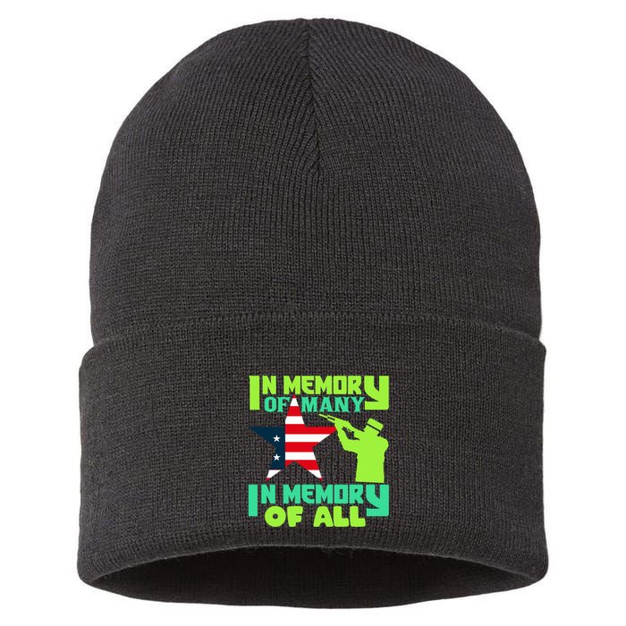 In Memory Of Many In Memory Of All Memorial Day Gift American Flag Sustainable Knit Beanie