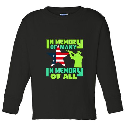 In Memory Of Many In Memory Of All Memorial Day Gift American Flag Toddler Long Sleeve Shirt