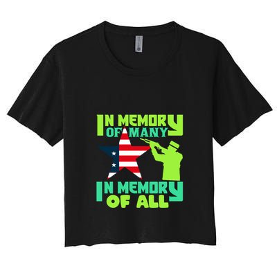 In Memory Of Many In Memory Of All Memorial Day Gift American Flag Crop Top