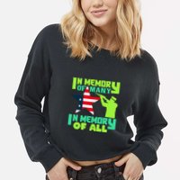 In Memory Of Many In Memory Of All Memorial Day Gift American Flag Cropped Pullover Crew
