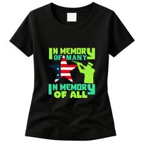 In Memory Of Many In Memory Of All Memorial Day Gift American Flag Womens T-Shirt
