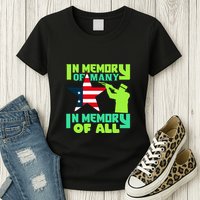 In Memory Of Many In Memory Of All Memorial Day Gift American Flag Womens T-Shirt