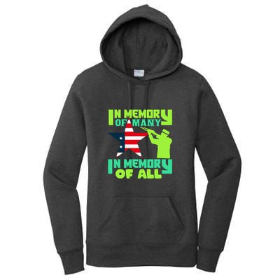 In Memory Of Many In Memory Of All Memorial Day Gift American Flag Women's Pullover Hoodie