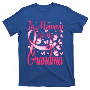 In Memory Of My Grandma Breast Cancer Awareness Butterfly Gift T-Shirt