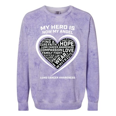 In Memory Of My Hero Is Now My Angel Lung Cancer Awareness Gift Colorblast Crewneck Sweatshirt