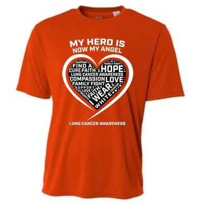 In Memory Of My Hero Is Now My Angel Lung Cancer Awareness Gift Cooling Performance Crew T-Shirt