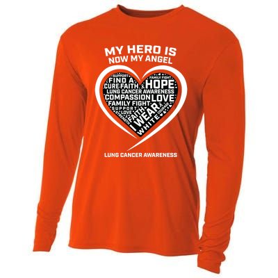 In Memory Of My Hero Is Now My Angel Lung Cancer Awareness Gift Cooling Performance Long Sleeve Crew